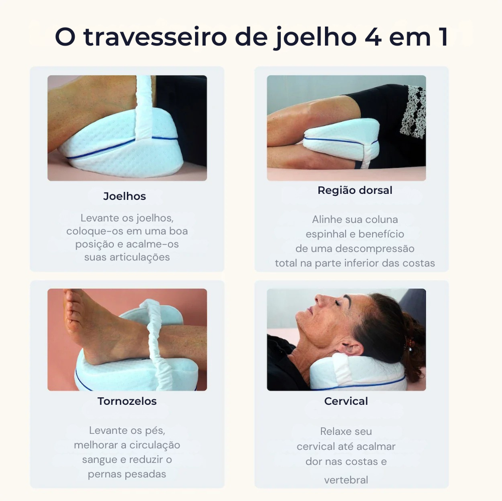Almofada ortopédica para o joelho - O segredo para dormir sem dores